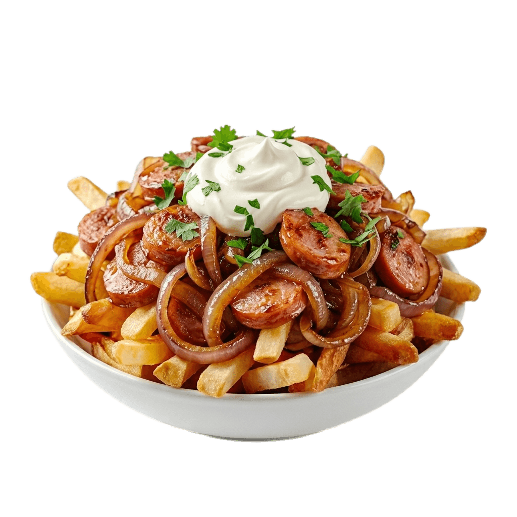 Calabresa Acebolada com Batata Frita